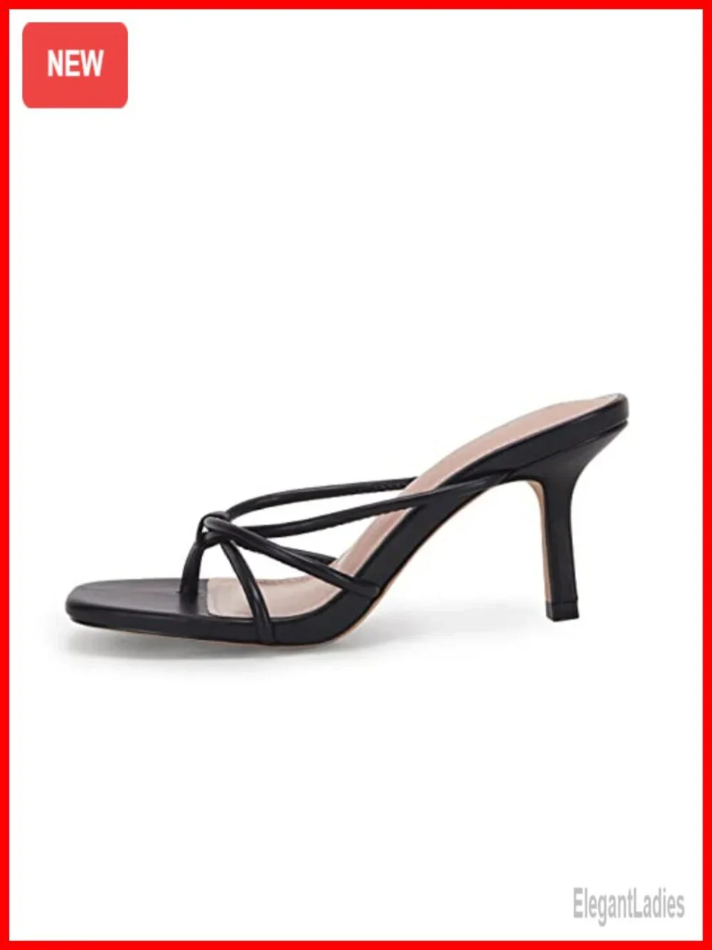 Square Open Toe Stiletto Heel Thong Slide Sandals Mules